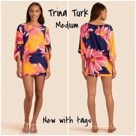 Trina Turk Swim Swim Cover Up Floral Dress Size Medium New With Tag - Picture 1 of 7